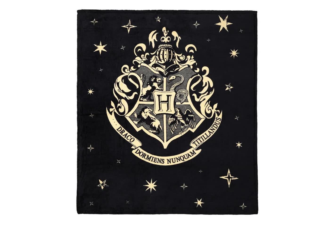 Harry Potter Wohndecke Kuscheldecke Hogwarts Wappen Schwarz/Beige