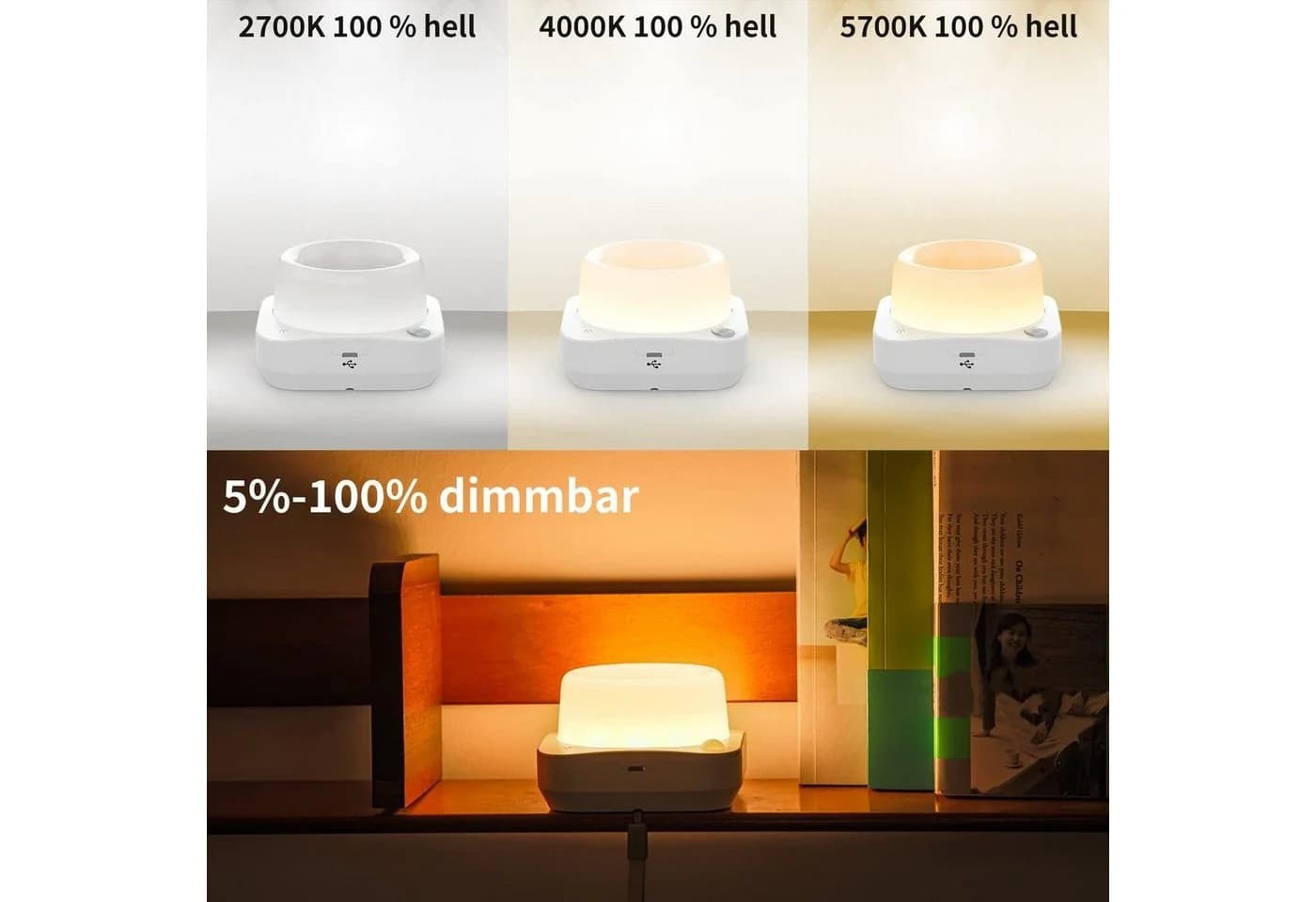 Diyarts LED Nachtlicht Farbwechsel App-Steuerung USB-Aufladbar - Bild 5