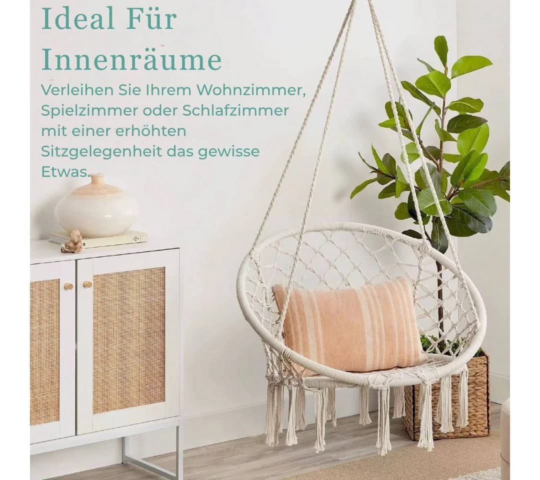 Diyarts Hängesessel Makramee Baumwolle 150kg Tragfähig
