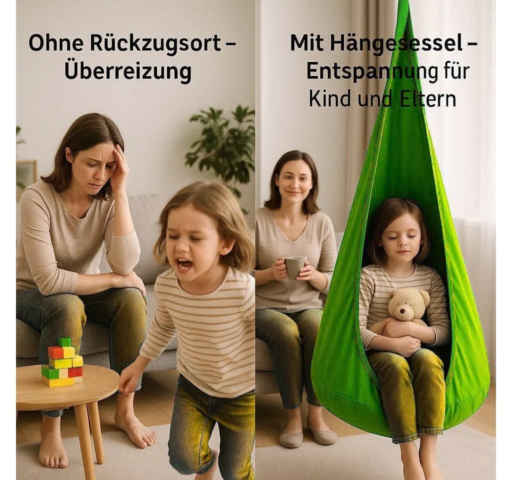 Diyarts Hängehöhle Hängesitz Set Kinder-Hängesessel Grün Baumwolle 80 kg - Bild 3