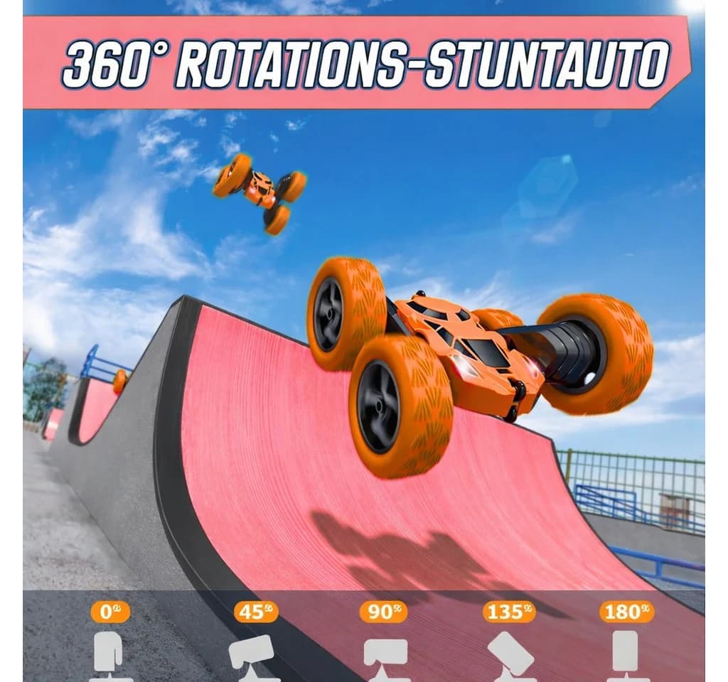 Diyarts RC-Auto Stuntauto 360°-Action LED-Lichter 60 Min. Spielspaß