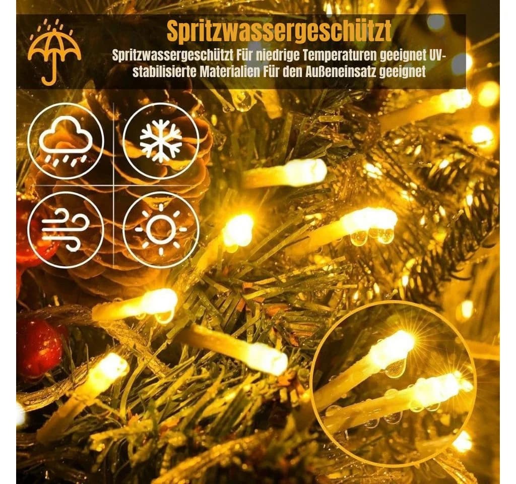 Ollny LED-Lichterkette 100-flammig USB-betrieben 11 Leuchtmodi Dimmbar Timer-Funktion