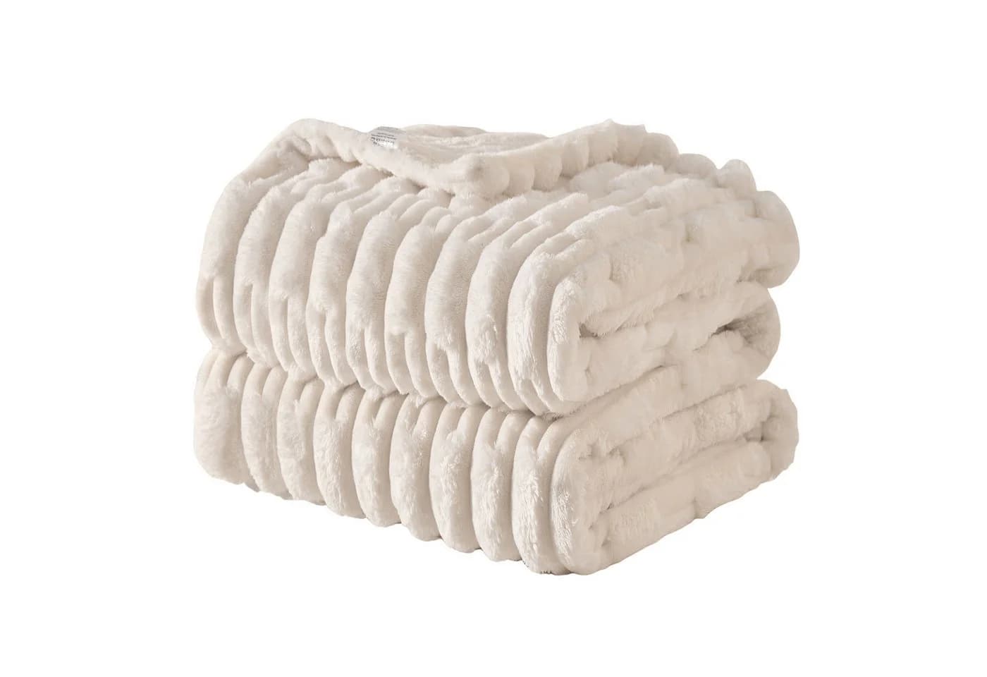 KEAYOO Wohndecke MT09 Sherpa Fleece Kuscheldecke Beige - Bild 2