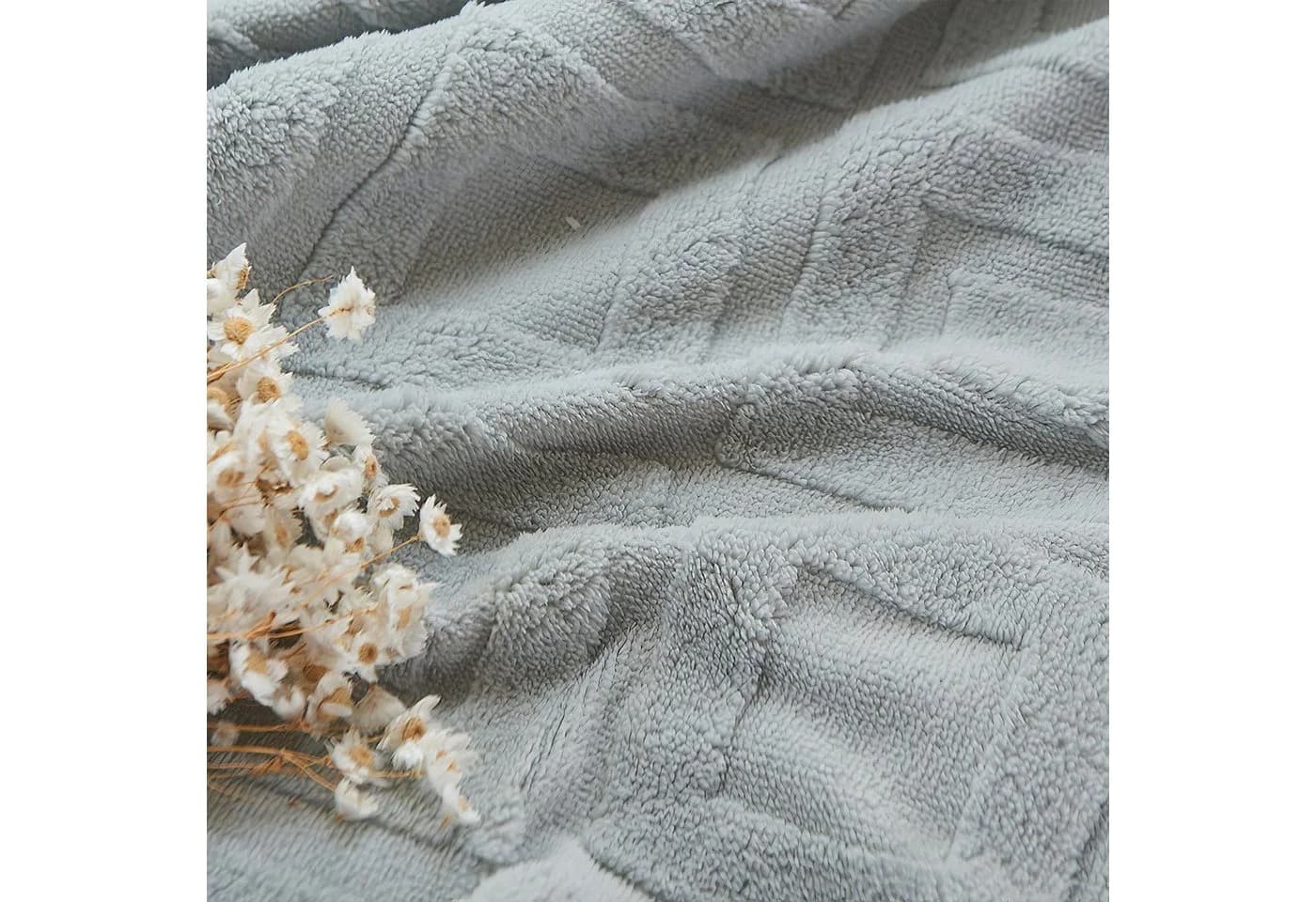 KEAYOO Bettwäsche TF Polyester 2-teilig Grau Teddy Plüsch