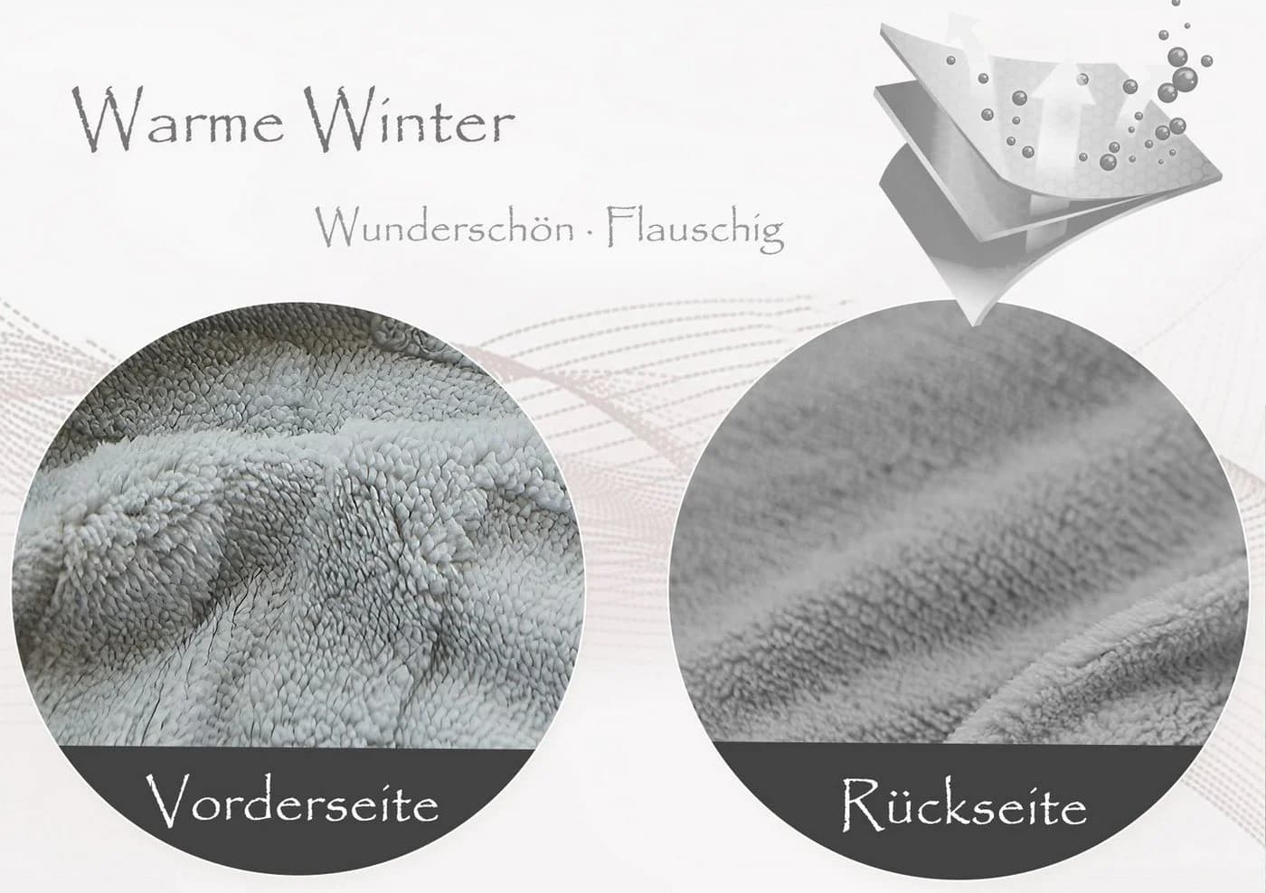 KEAYOO Bettwäsche TF Polyester 2-teilig Grau Teddy Plüsch - Bild 4