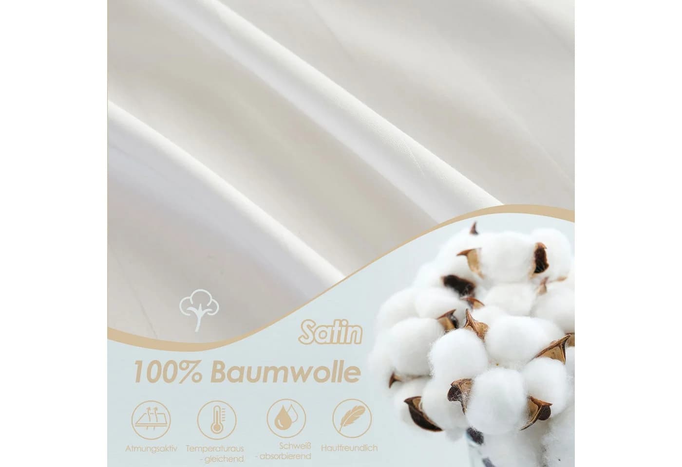 KEAYOO Kissenbezug Satin 2 Stück 100% Baumwolle