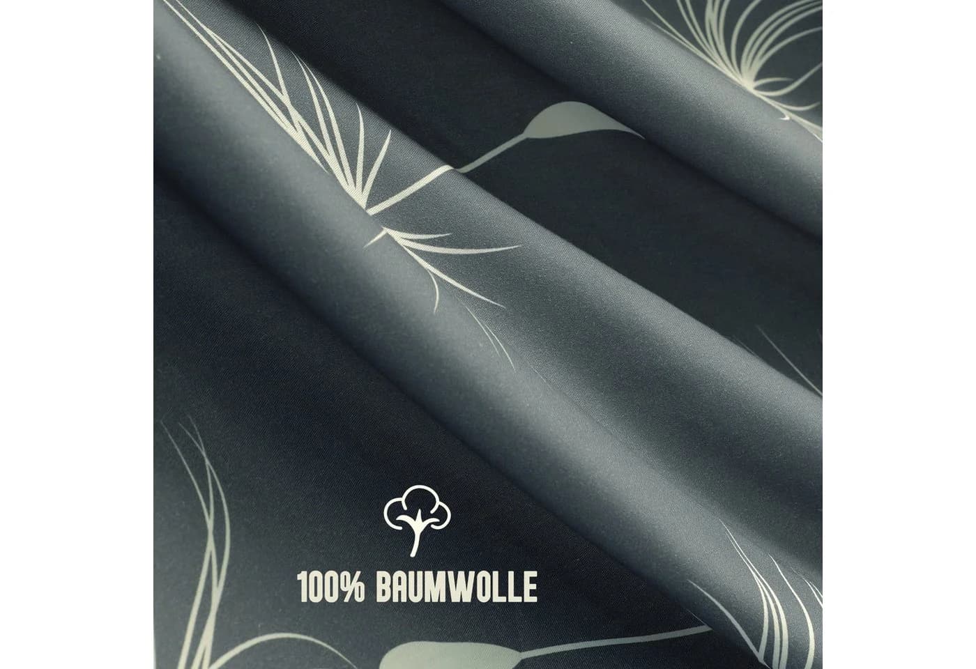 KEAYOO Bettwäsche Löwenzahnsamen Baumwolle 4-teilig Pusteblumen-Design Grau - Bild 3