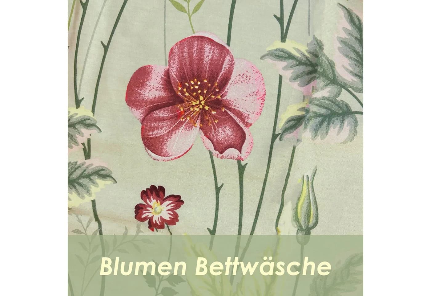 KEAYOO Bettwäsche Blumenmuster 135x200cm Bettbezug 80x80cm Kissenbezug Rot Grün Baumwolle