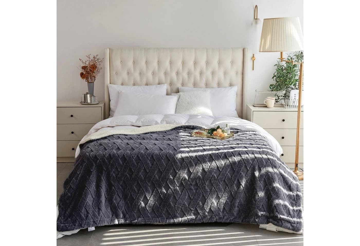 KEAYOO Kuscheldecke OMT09 Extra Weich & Flauschig Grau