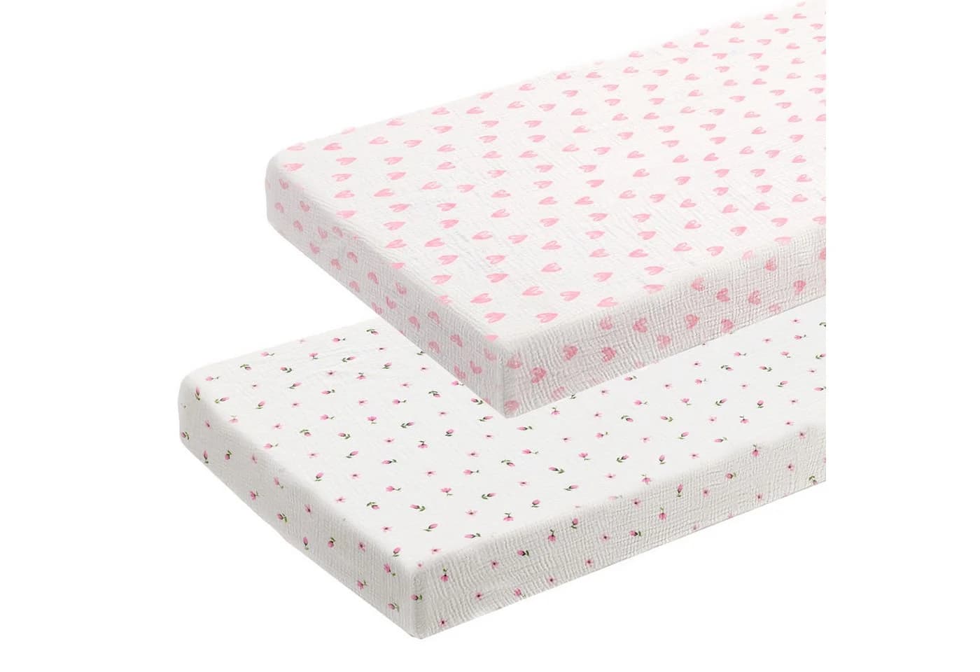 KEAYOO Spannbettlaken CL 2er Set Musselin Rosa für Baby Stubenwagen und Kinderbett - Bild 2