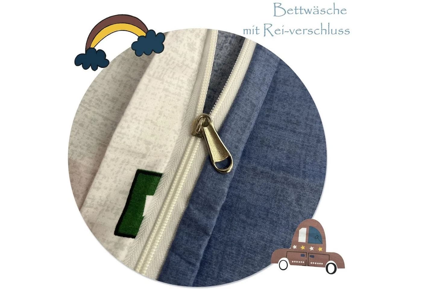 KEAYOO Kinderbettwäsche QCDD Baumwolle 2-teilig 100% Baumwolle Auto Muster - Bild 4