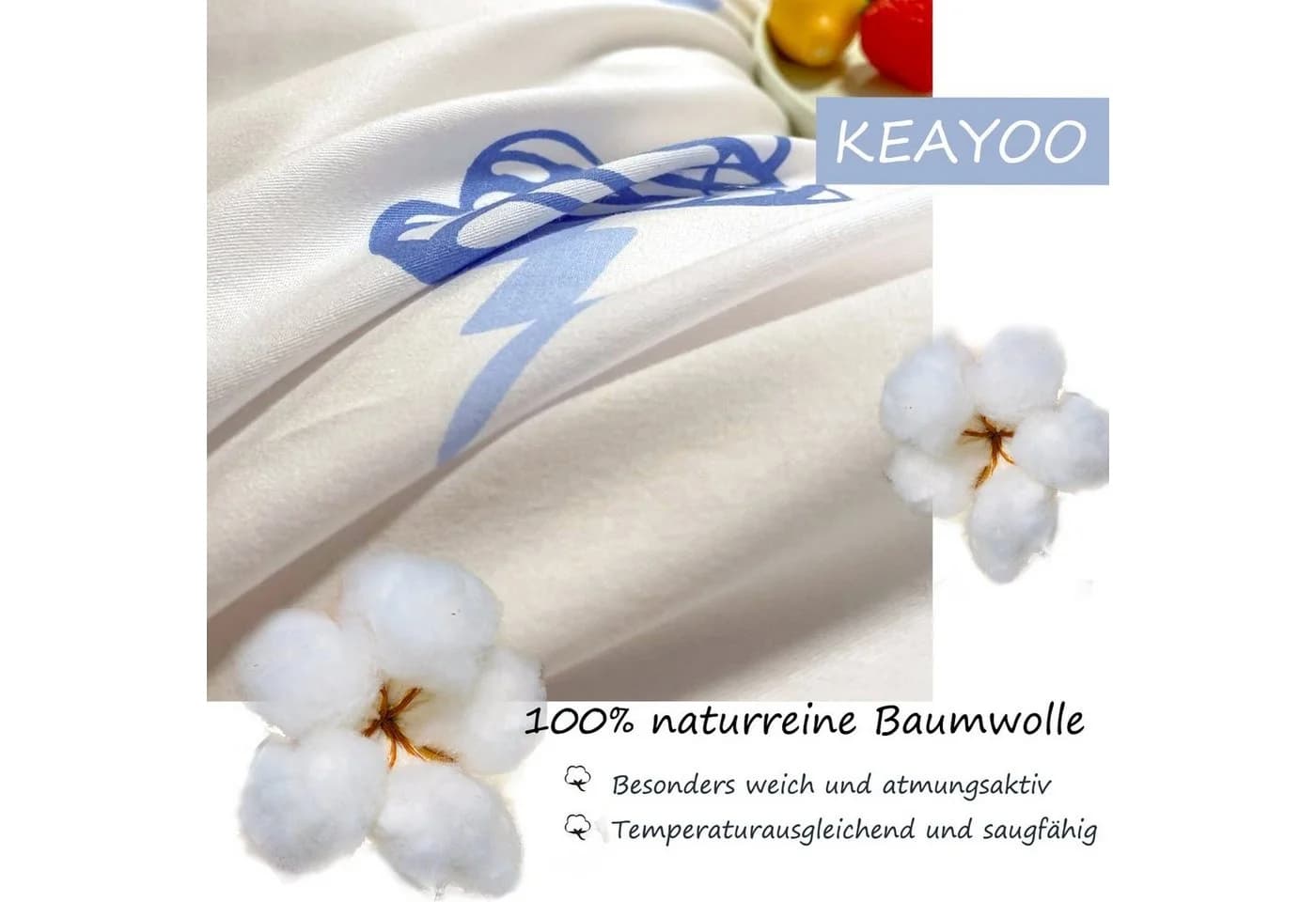KEAYOO Kinderbettwäsche QWKL 100% Baumwolle 2-teilig Dino