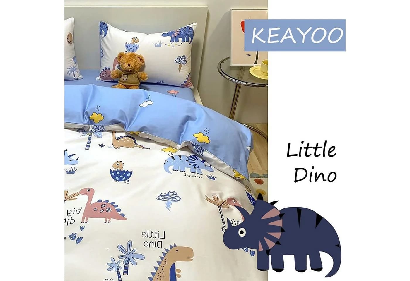 KEAYOO Kinderbettwäsche QWKL 100% Baumwolle 2-teilig Dino - Bild 3