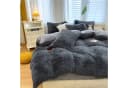 KEAYOO Bettwäsche SD 2-teilig Polyester Teddy Plüsch Wendebettwäsche Anthrazit Bild 4