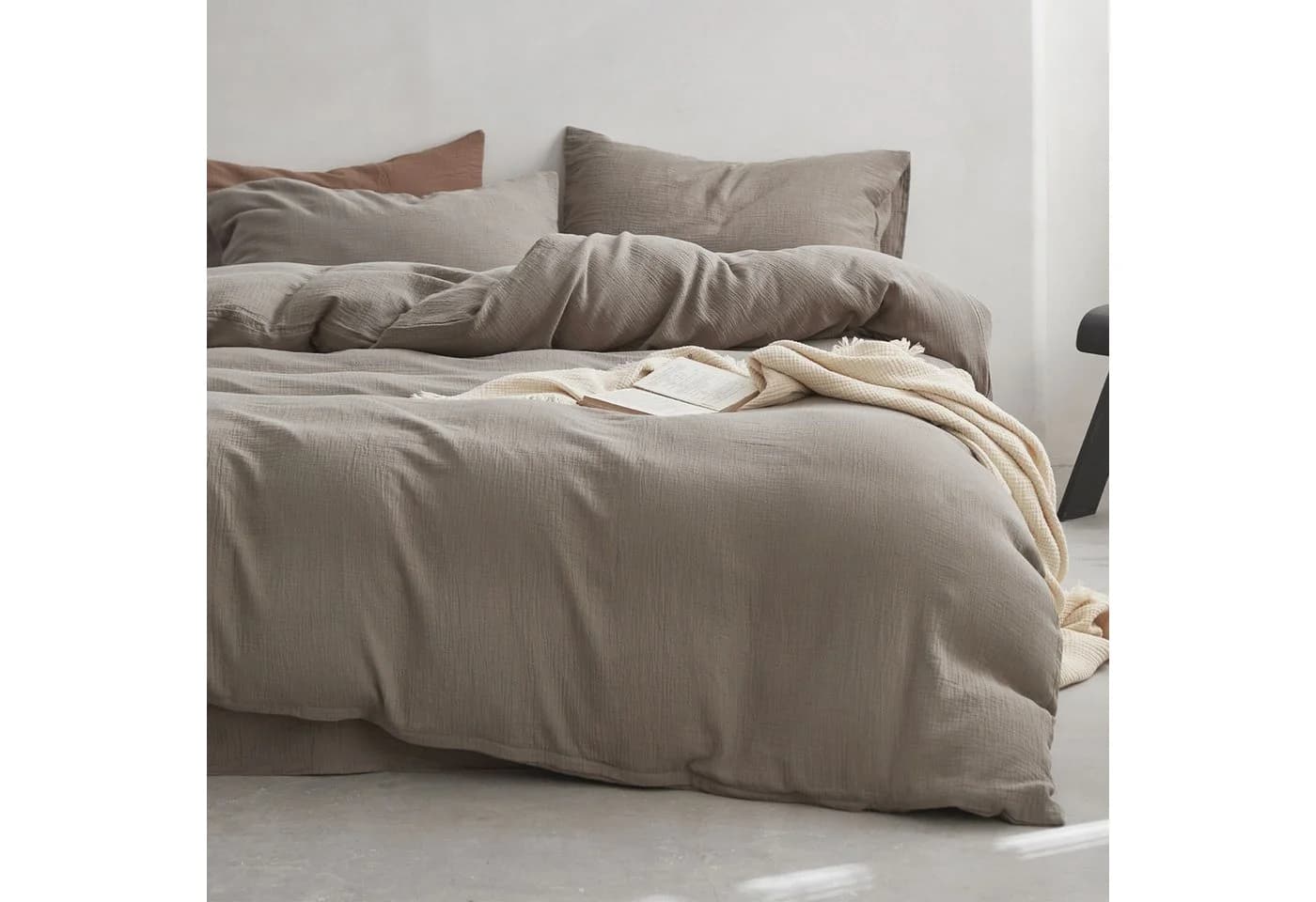 KEAYOO Double Gauze Bettwäsche Baumwolle 2-teilig Beige