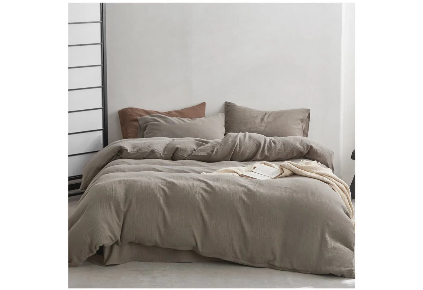 KEAYOO Double Gauze Bettwäsche Baumwolle 2-teilig Beige - Bild 2