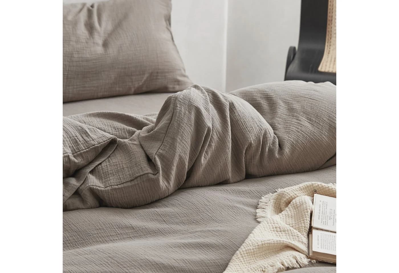 KEAYOO Double Gauze Bettwäsche Baumwolle 2-teilig Beige - Bild 3