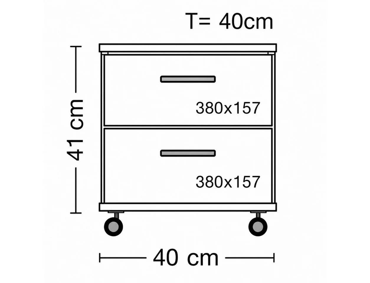 bv-vertrieb Rollcontainer Kernbuche Dekor 2 Schubladen - Bild 4