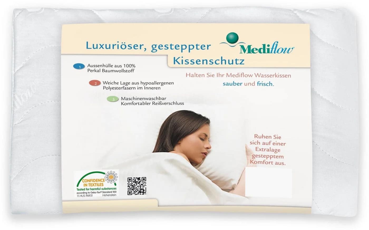Mediflow Ersatzbezug Wasserkissen Weiß Baumwolle - Bild 3