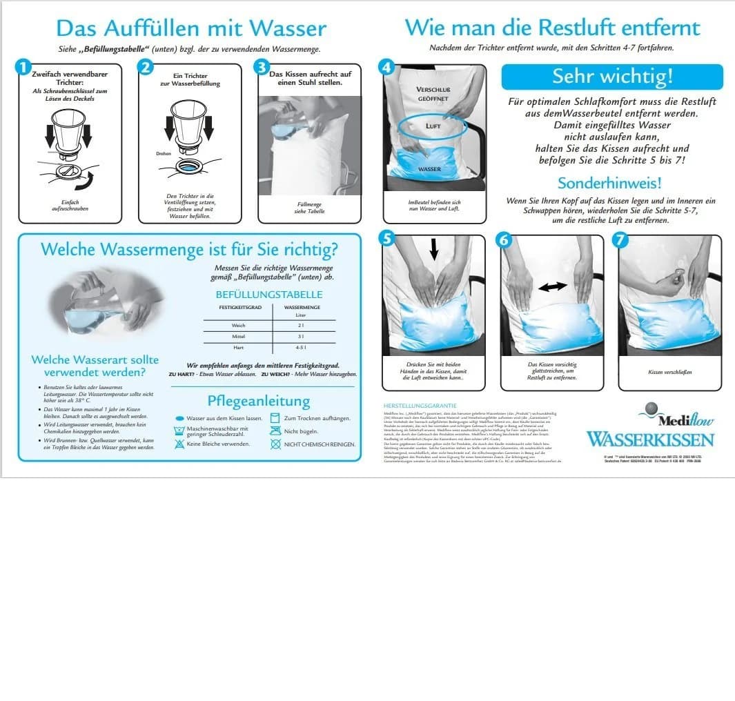 OBB Mediflow Wasserkissen stufenlos regulierbar für Seitenschläfer und Rückenschläfer