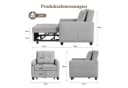 OUNUO Schlafsofa Klein 3 in 1 Klappsofa mit Bettfunktion Hellgrau Bild 1