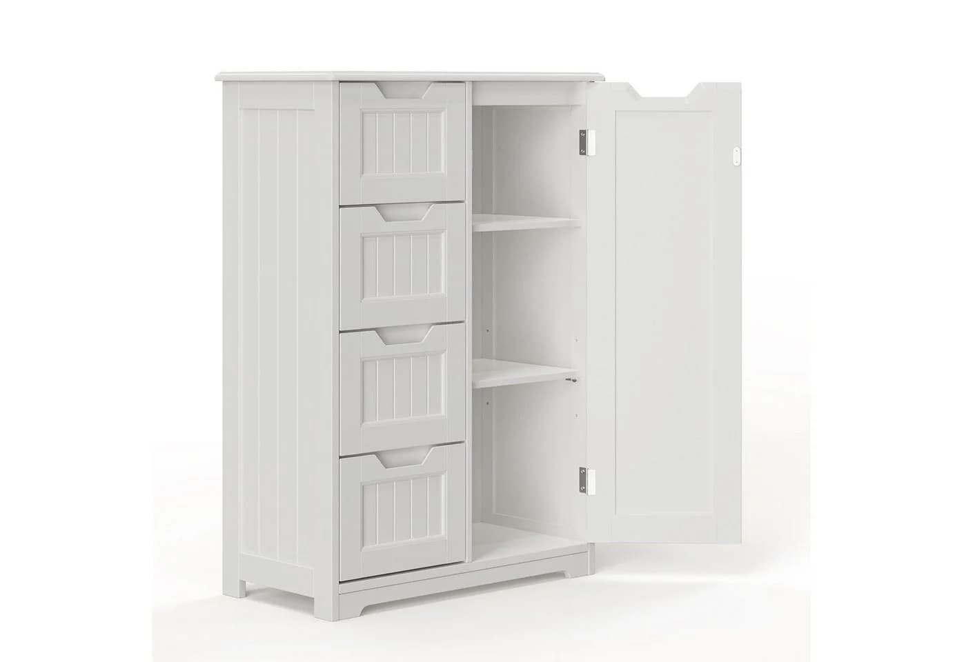 Bealife Badkommode Badezimmerschrank 4 Türen Weiß - Bild 2