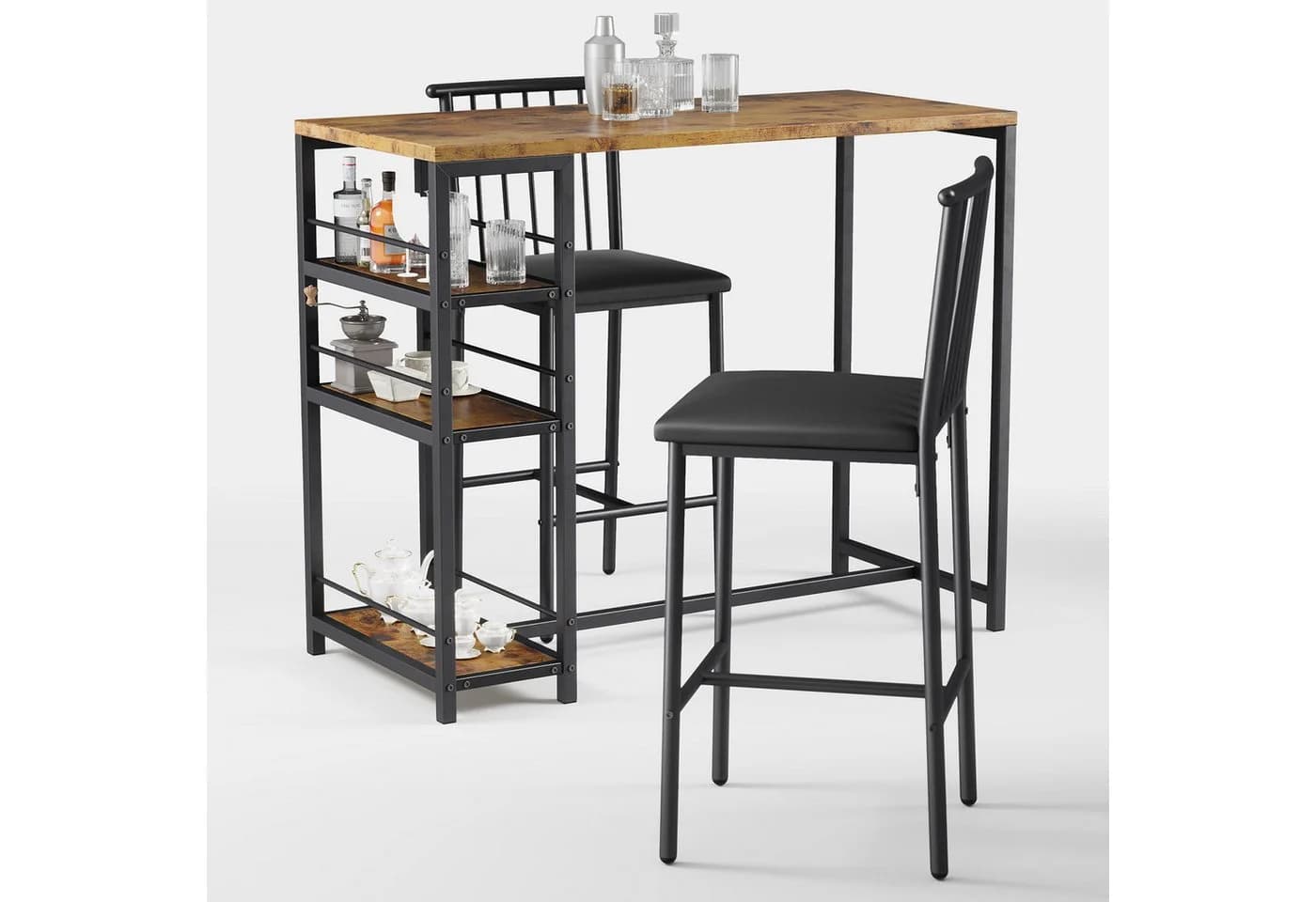 Bealife Bartisch Set 3-tlg. Stehtisch mit 3 Regalfächern - Bild 5