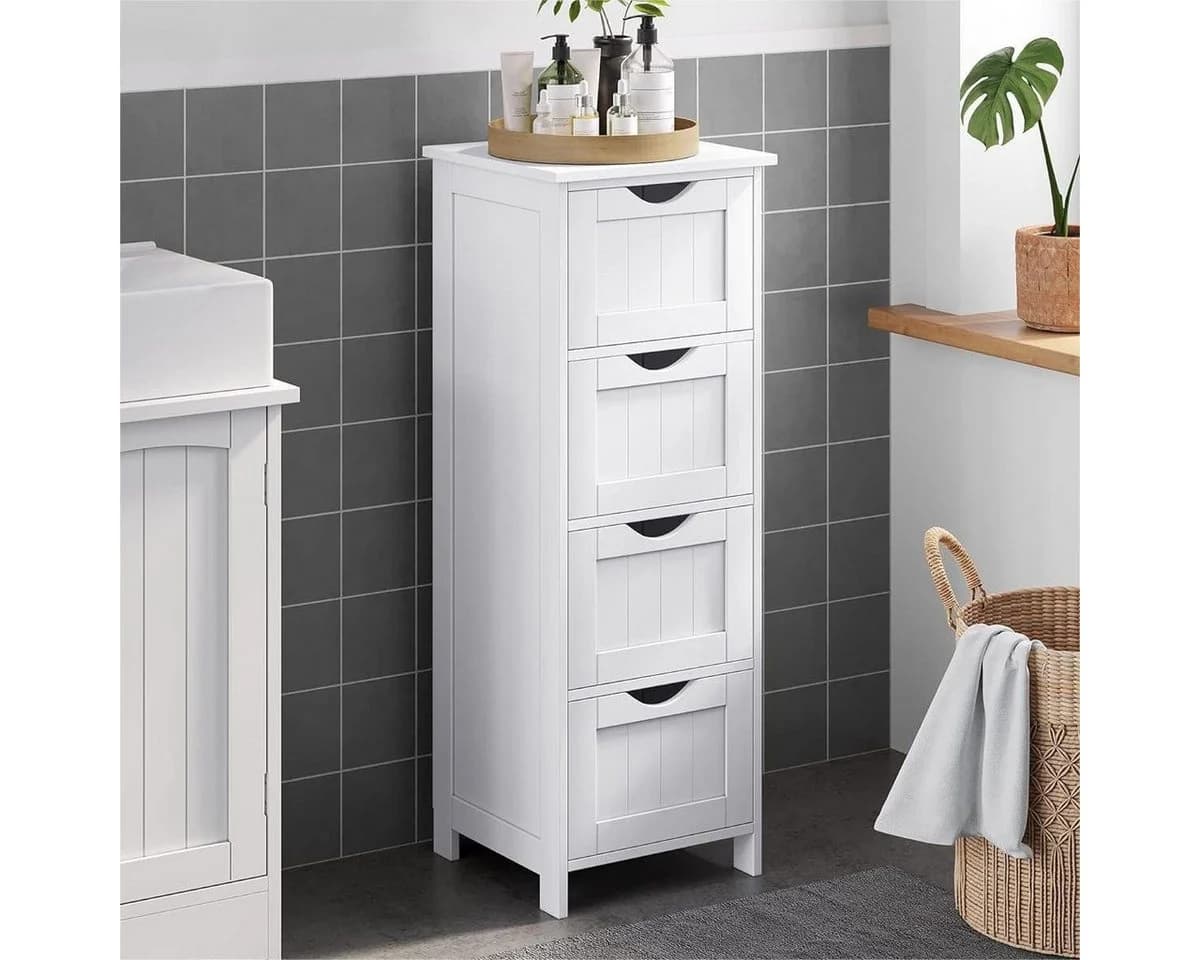 Bealife Badezimmerschrank 4 Schubladen Weiß 30x30x82 cm