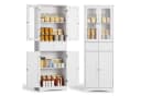 Bealife Hochschrank Badregal Bücherschrank mit 2 Schubladen und 2 Türen Vitrinenschrank Weiß Bild 2
