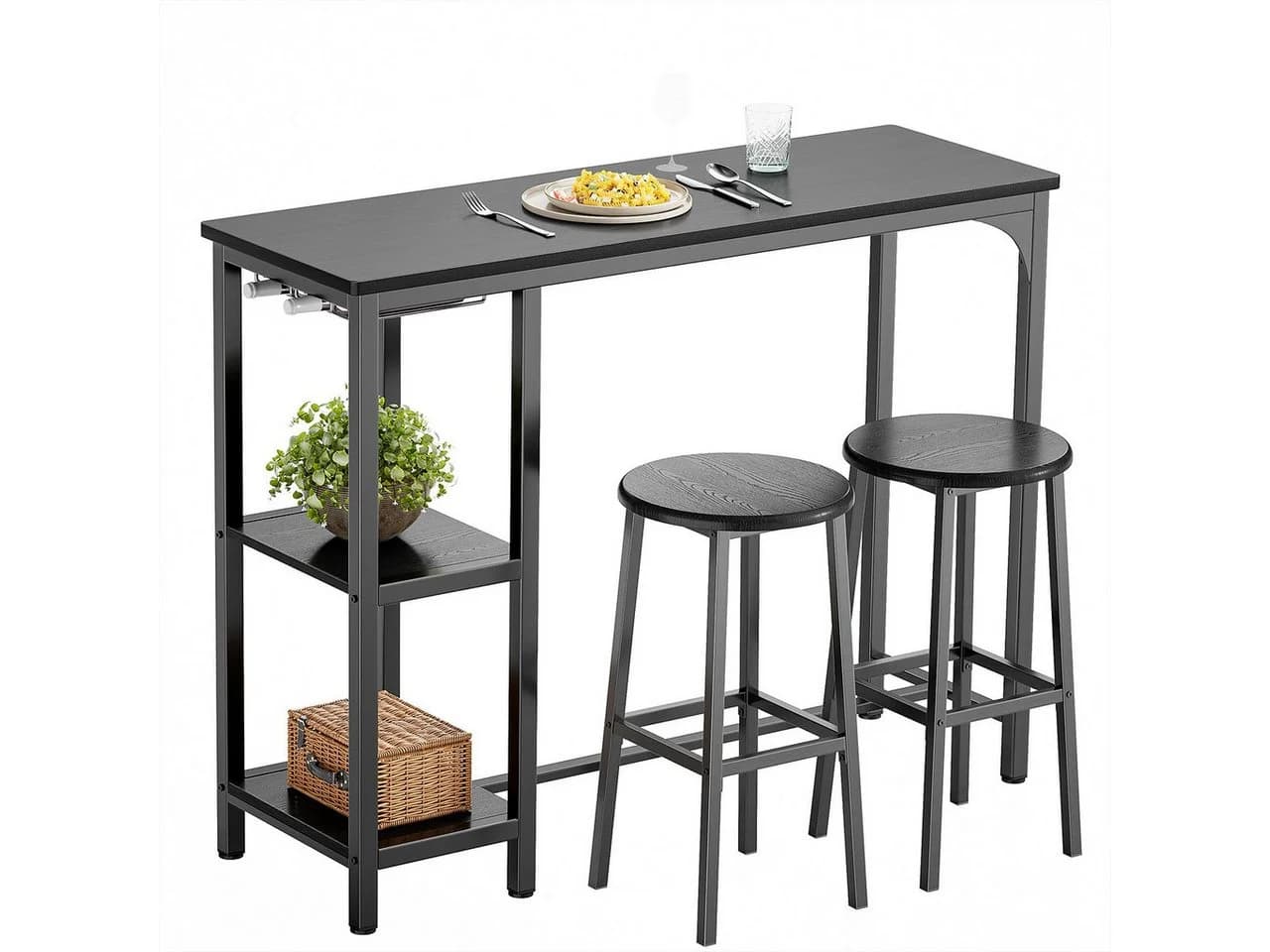 Bealife Essgruppe Esstisch mit 2 Stühlen, 3-tlg Bartisch, Küchentisch für Küche, Esszimmer, Platzsparende Stühle - Bild 2