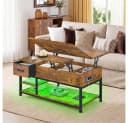 Klyvvo Höhenverstellbarer Couchtisch mit LED, Stauraum & Steckdosen Braun Bild 1