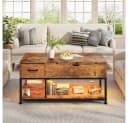 Klyvvo Höhenverstellbarer Couchtisch mit LED, Stauraum & Steckdosen Braun Bild 3