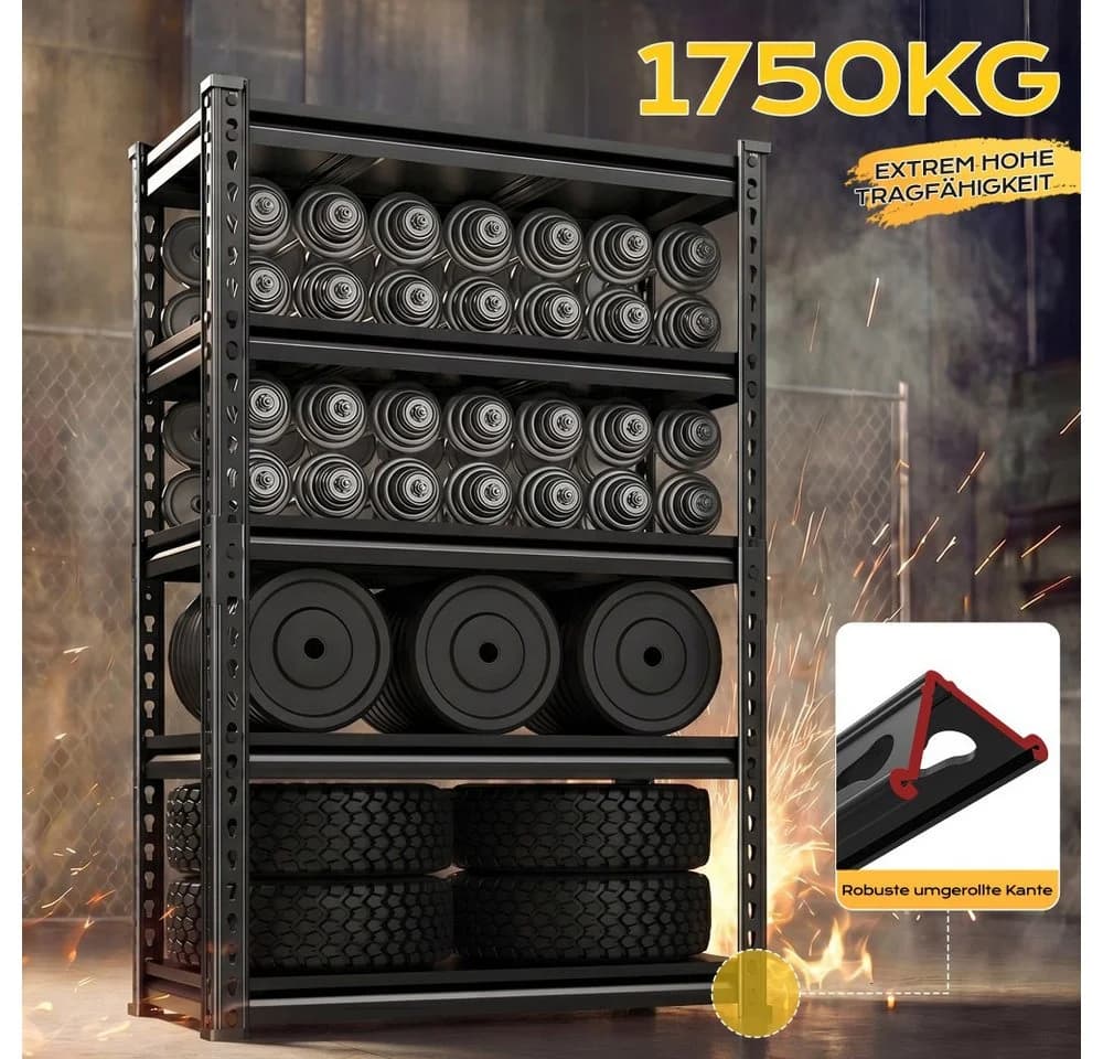 Klyvvo Schwerlastregal Metall Schwarz 1750 kg Tragkraft - Bild 5