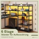 Klyvvo Eckschreibtisch U-Form Schwarz mit LED & Steckdosenleiste Bild 4