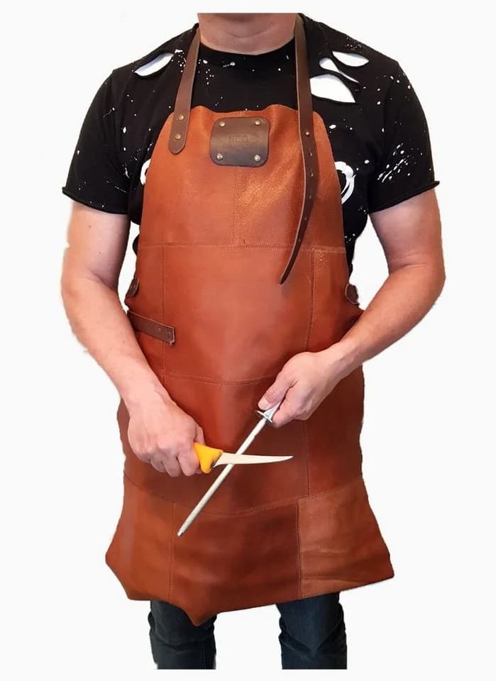 Spectrum Grillschürze Büffelleder 80 x 58 cm hellbraun