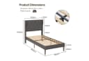 Bealife Bettgestell mit Kopfteil und Lattenrost Beige/Grau Metall Bild 1