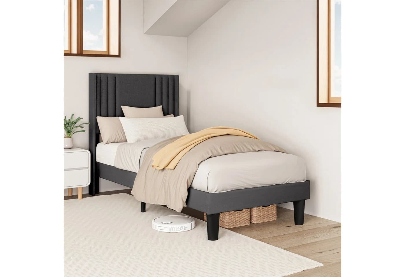 Bealife Bettgestell mit Kopfteil 90/120x200cm Beige/Grau - Bild 3
