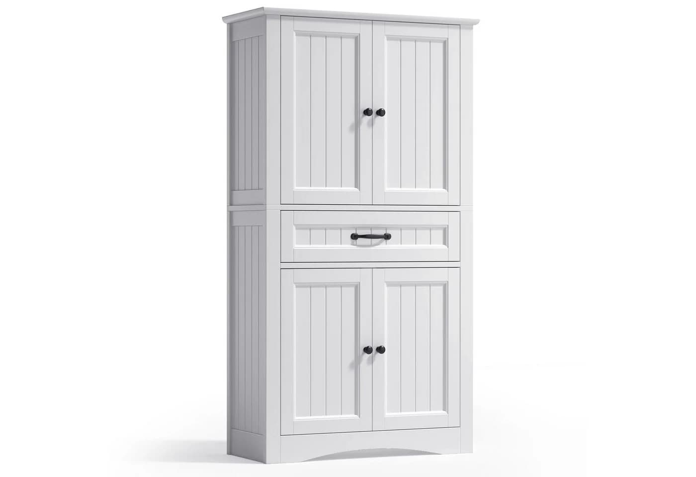 Bealife Hochschrank Badschrank Weiß 2 Türen 1 Schublade - Bild 2
