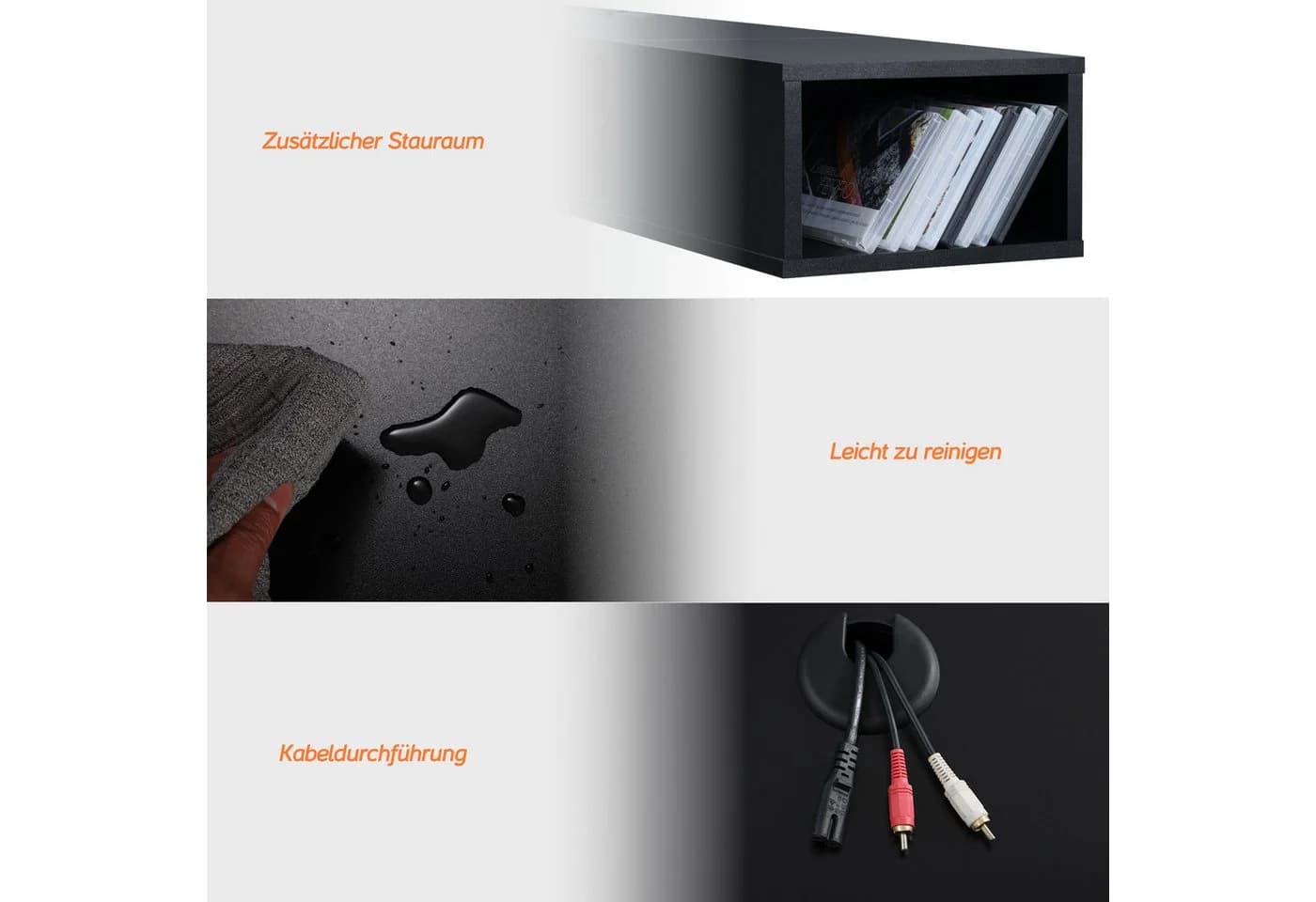 WAMPAT Hängender TV-Schrank 180 cm mit LED-Beleuchtung - Bild 5