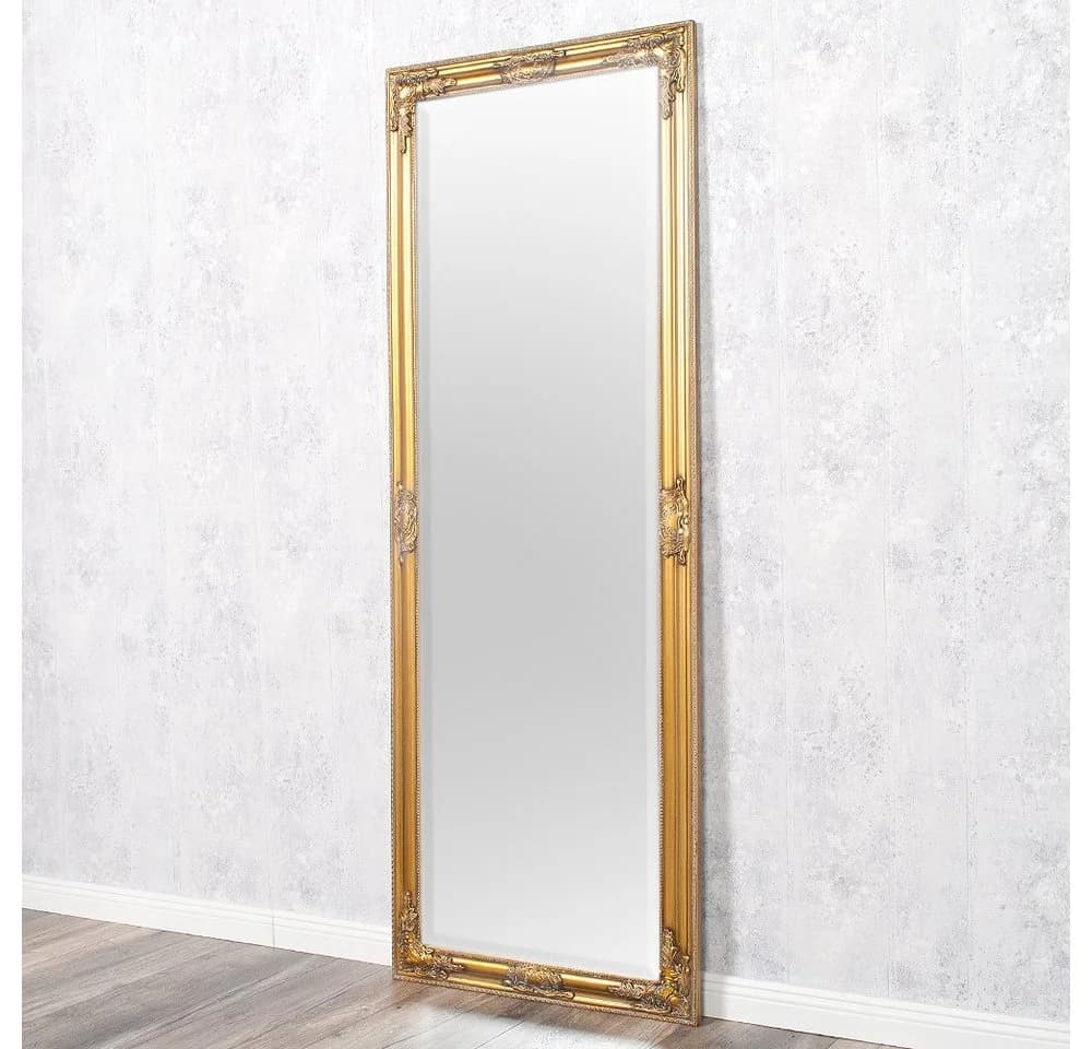 LebensWohnArt Wandspiegel BESSA 160x60cm Antik-Gold Holzrahmen - Bild 4