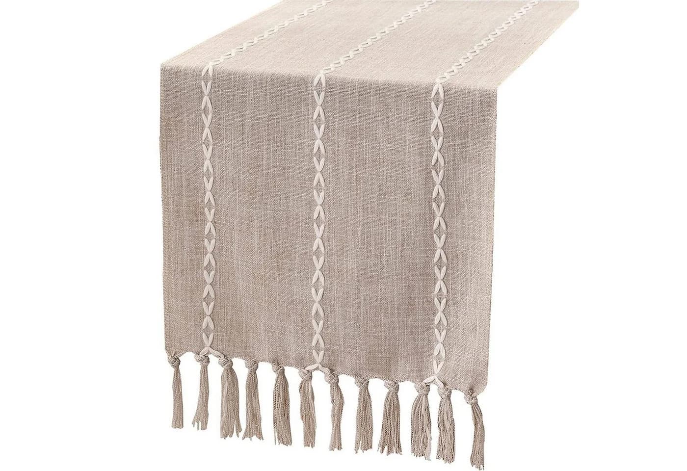 Blusmart Tischläufer Klassische Tischdecke Skandinavischer Stil Beige - Bild 2