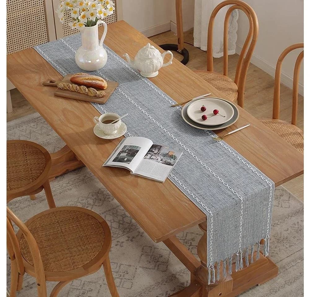 Blusmart Tischläufer Klassische Tischdecke Skandinavischer Stil Beige - Bild 3