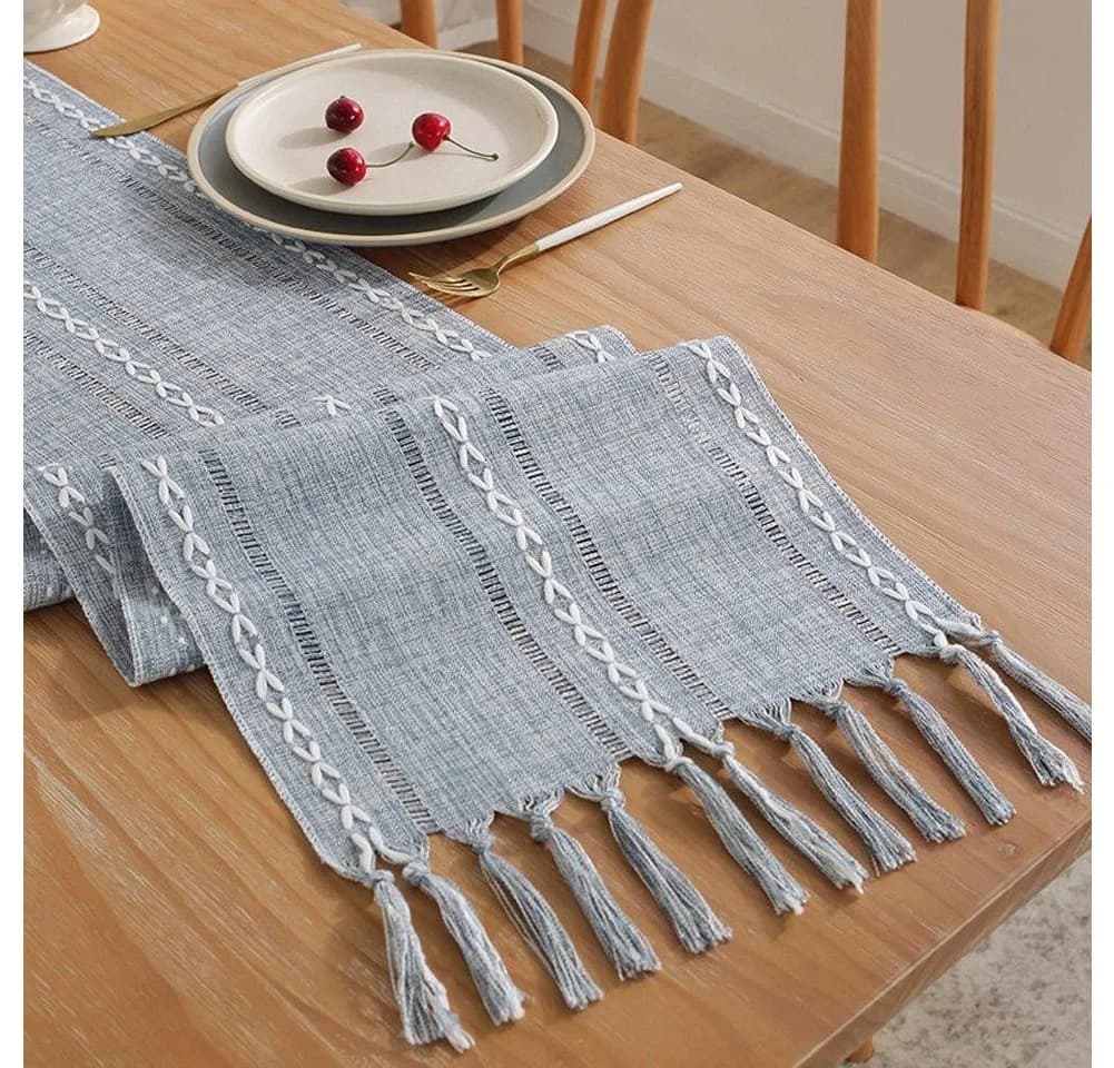 Blusmart Tischläufer Klassische Tischdecke Skandinavischer Stil Beige - Bild 4