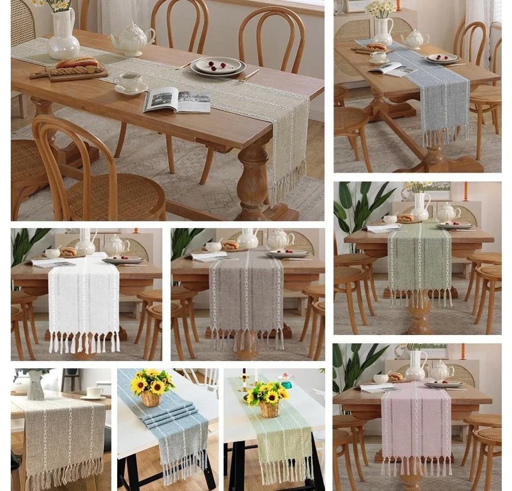 Blusmart Tischläufer Klassische Tischdecke Skandinavischer Stil Beige - Bild 5