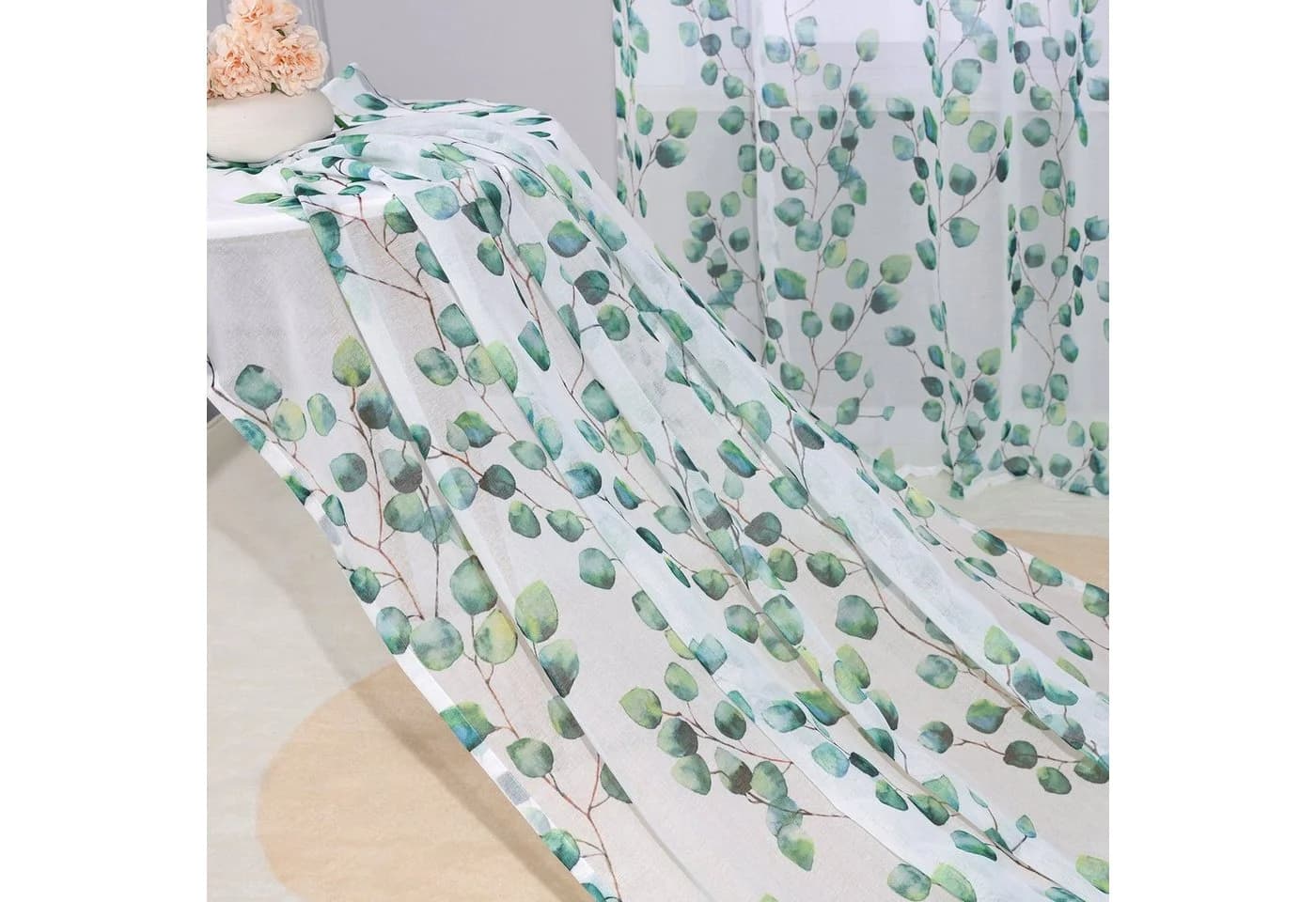 Joyswahl Gardine Florales Grün Transparent Schlaufen - Bild 3