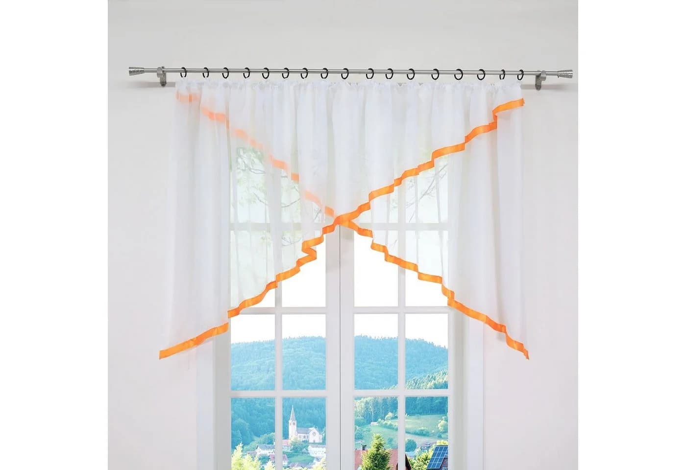 Joyswahl Scheibengardine Kräuselband Voile Orange