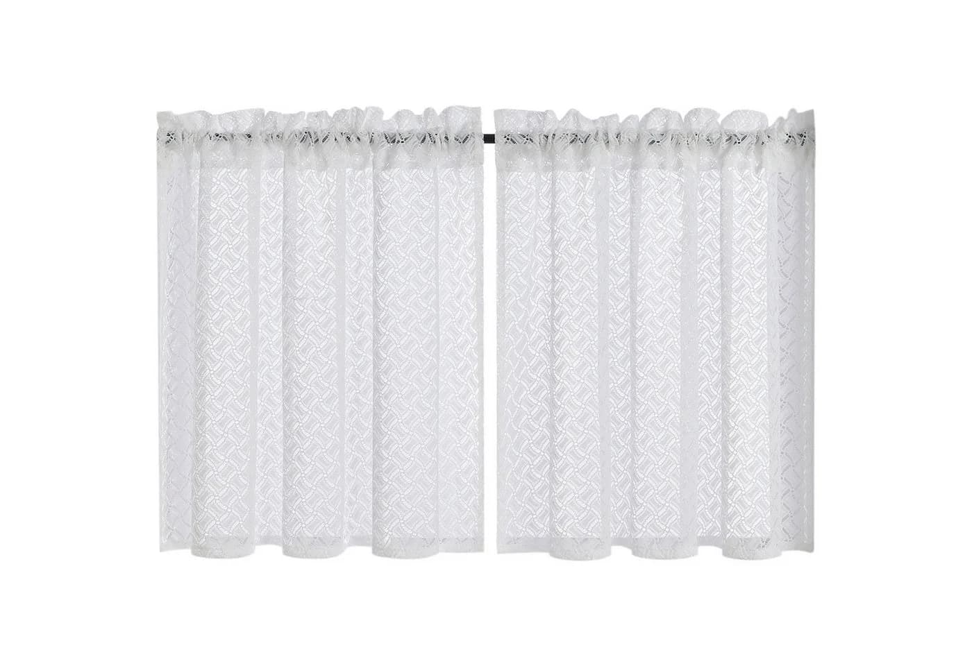 Joyswahl Scheibengardine 2 St. Transparent Karo Jacquard Gardine - Bild 2