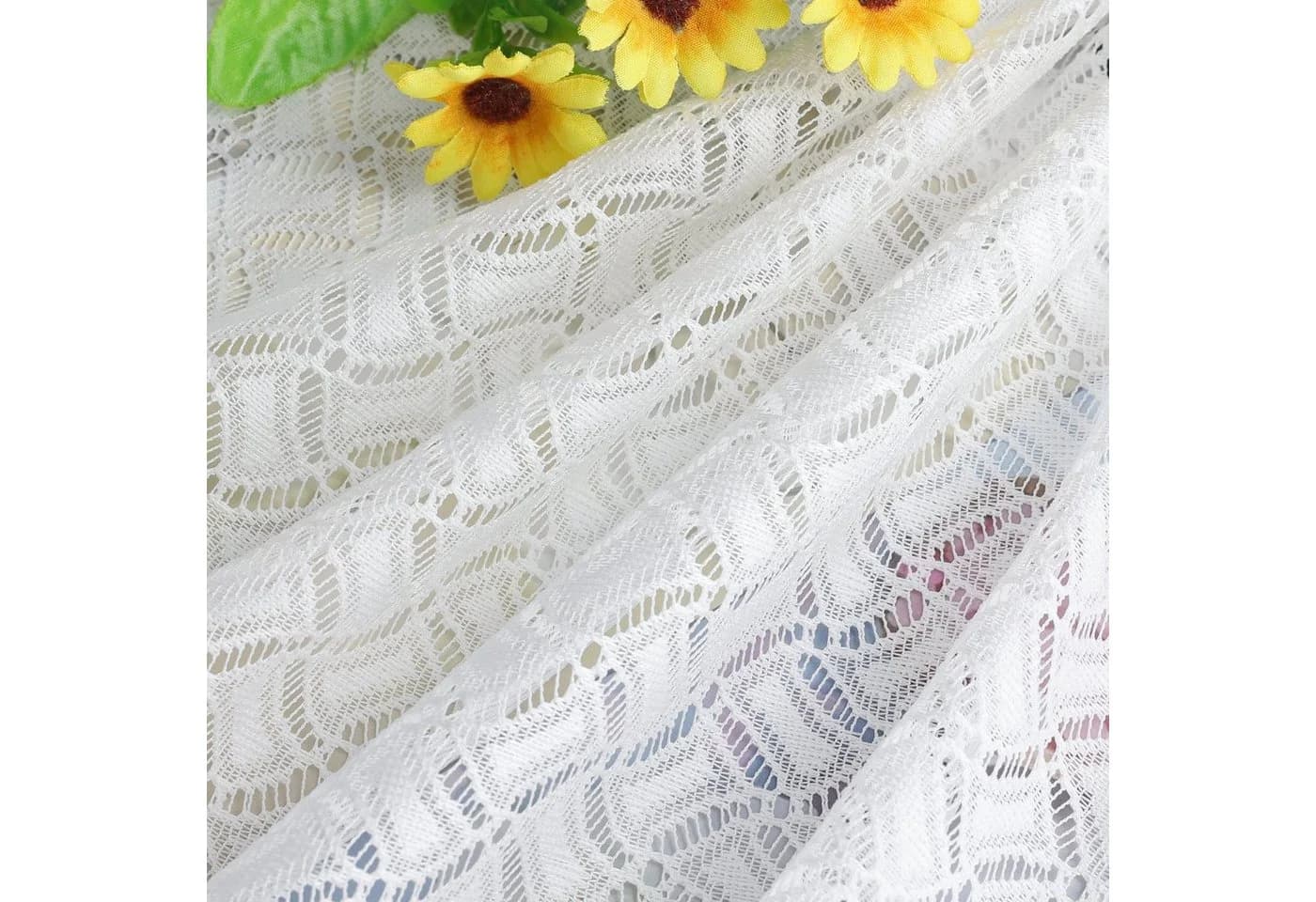 Joyswahl Scheibengardine 2 St. Transparent Karo Jacquard Gardine - Bild 5