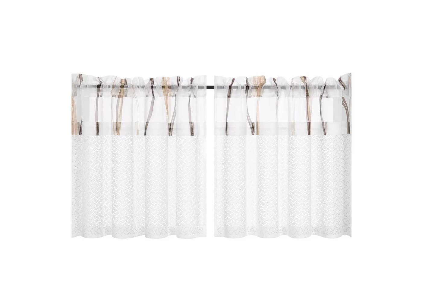 Joyswahl Scheibengardine 2 St. Transparent Küche Wellenmuster Jacquard Spitze Patchwork - Bild 2