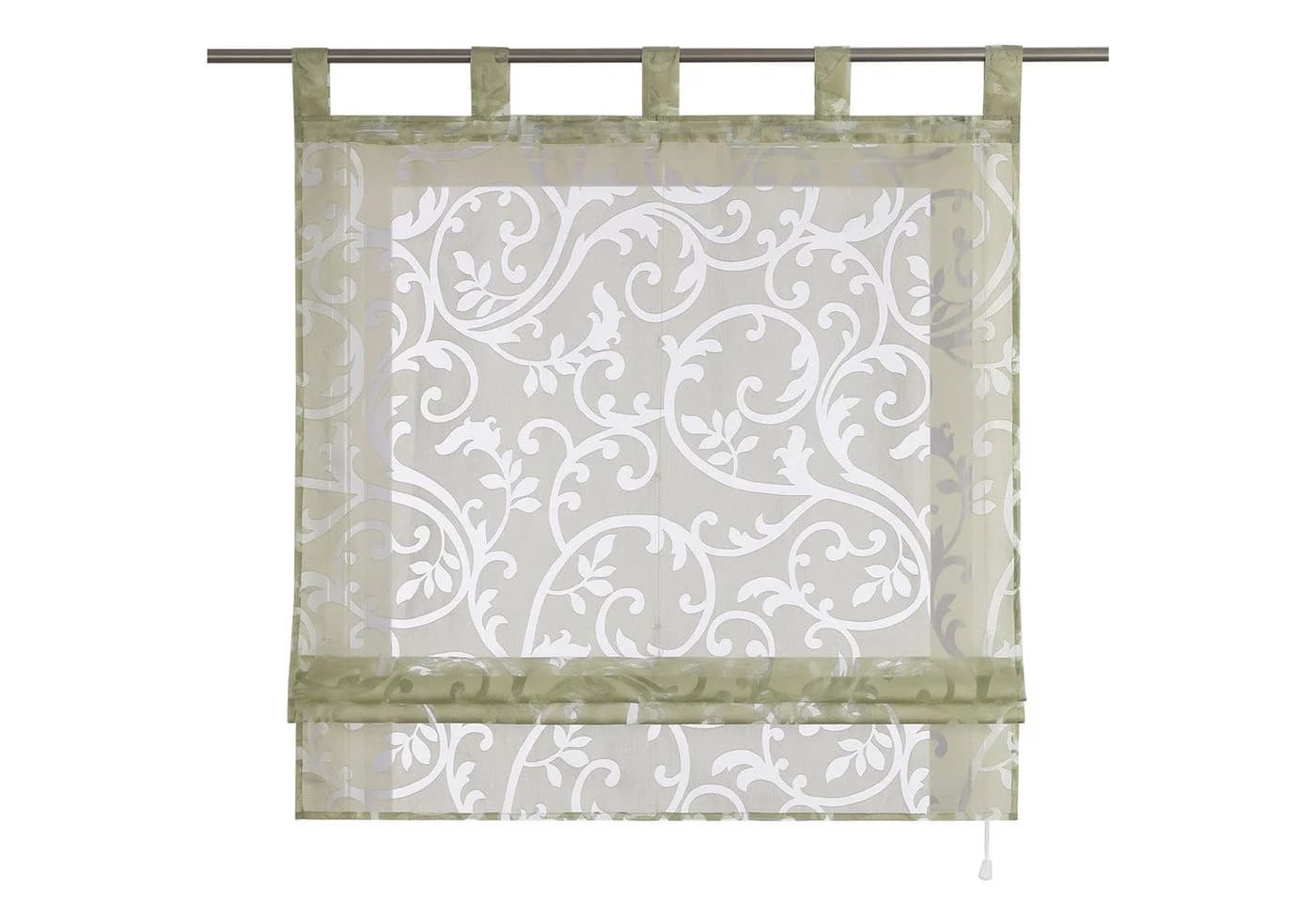 Delien Raffrollo Jessica mit Schlaufen, Voile Uni mit Floral Ausbrenner - Bild 2
